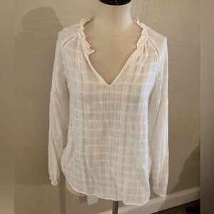 Gap White Cotton Peasant Shirt/Top sz Small NWT